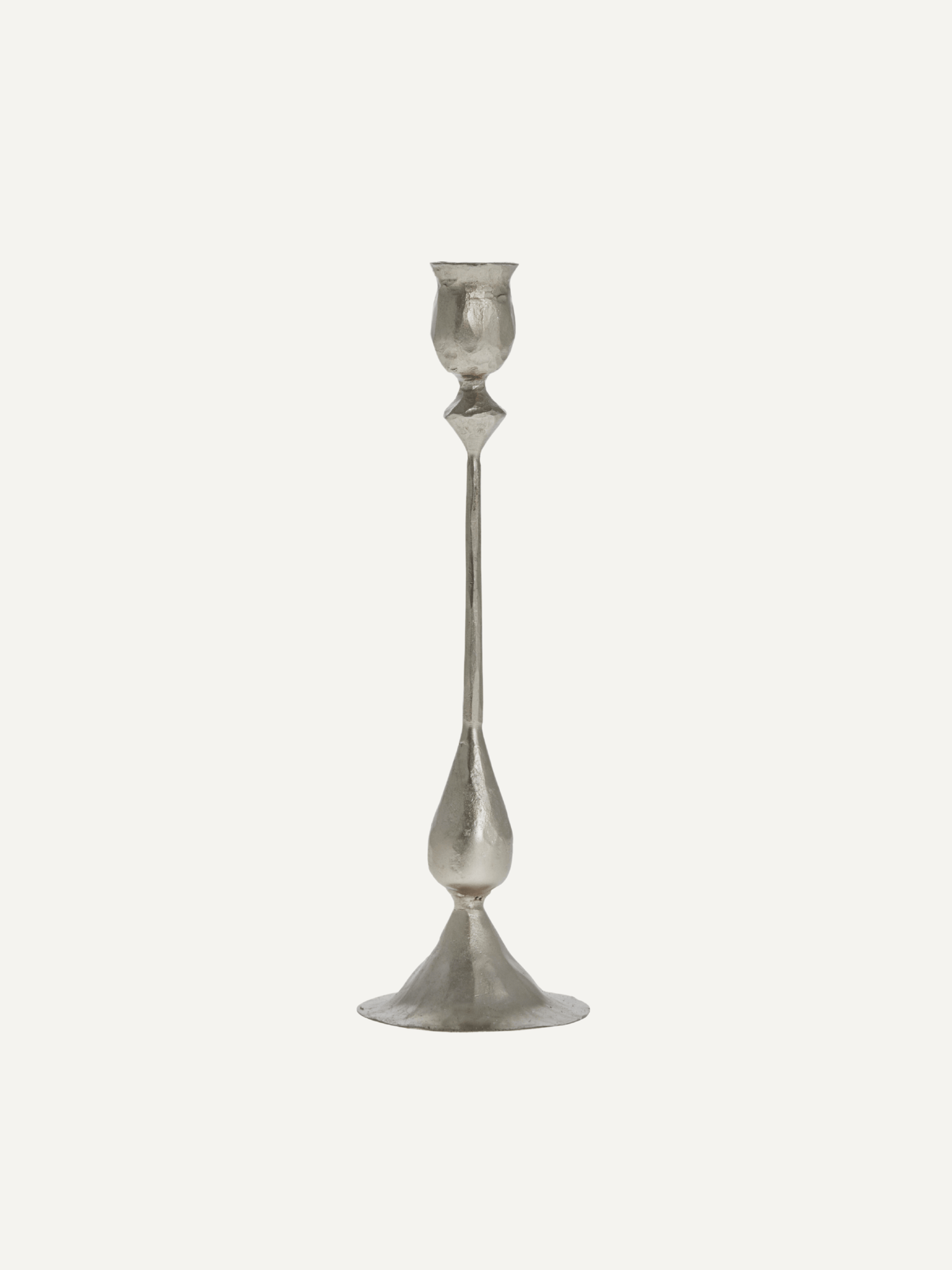 Silver candle stick on a white background