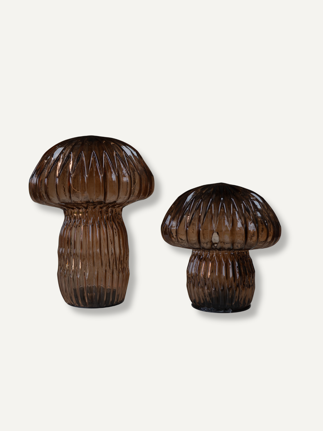 Warm brown toned tabletop led mushroom lamps