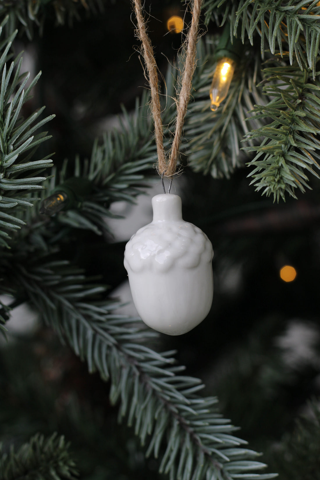 White Ceramic Acorn Tree Hanger