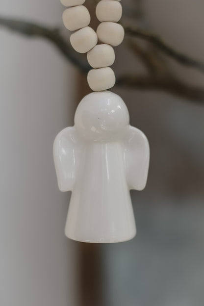 White Ceramic Angel Beaded Tree Hanger 002