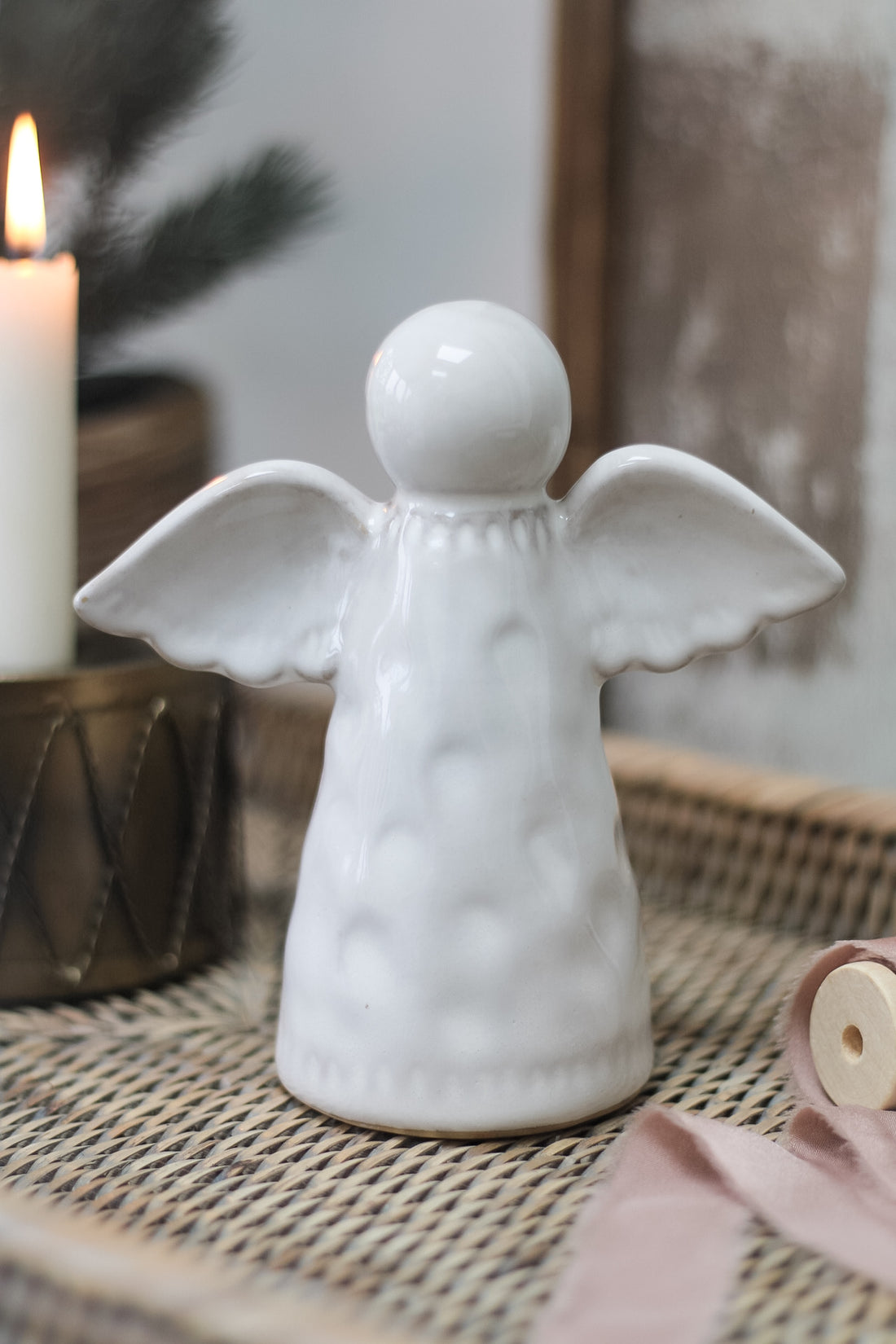 White Ceramic Angel Decoration 002
