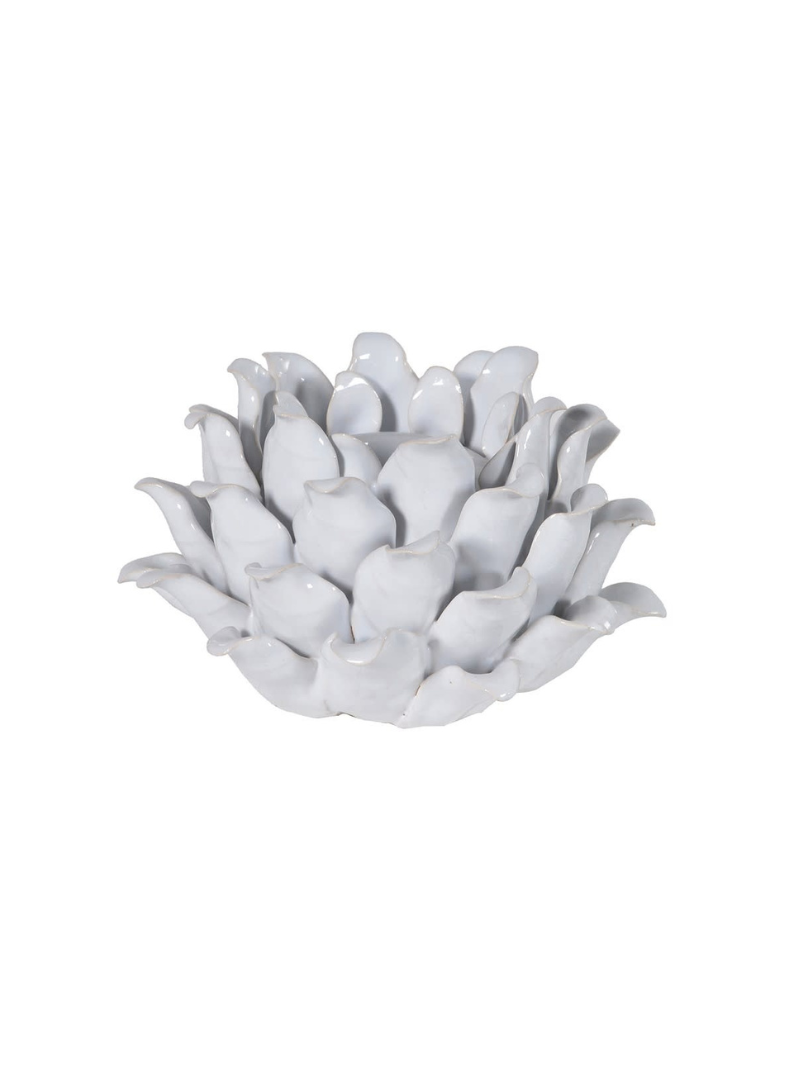 White Ceramic Flower Candle Holder