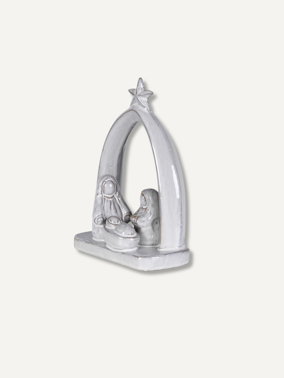 White Ceramic Nativity Arch Ornament