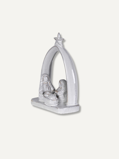White Ceramic Nativity Arch Ornament