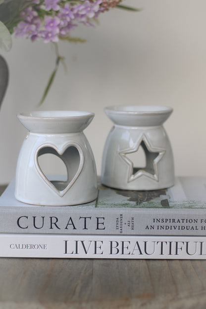 White Ceramic Star Cut Out Wax Burner