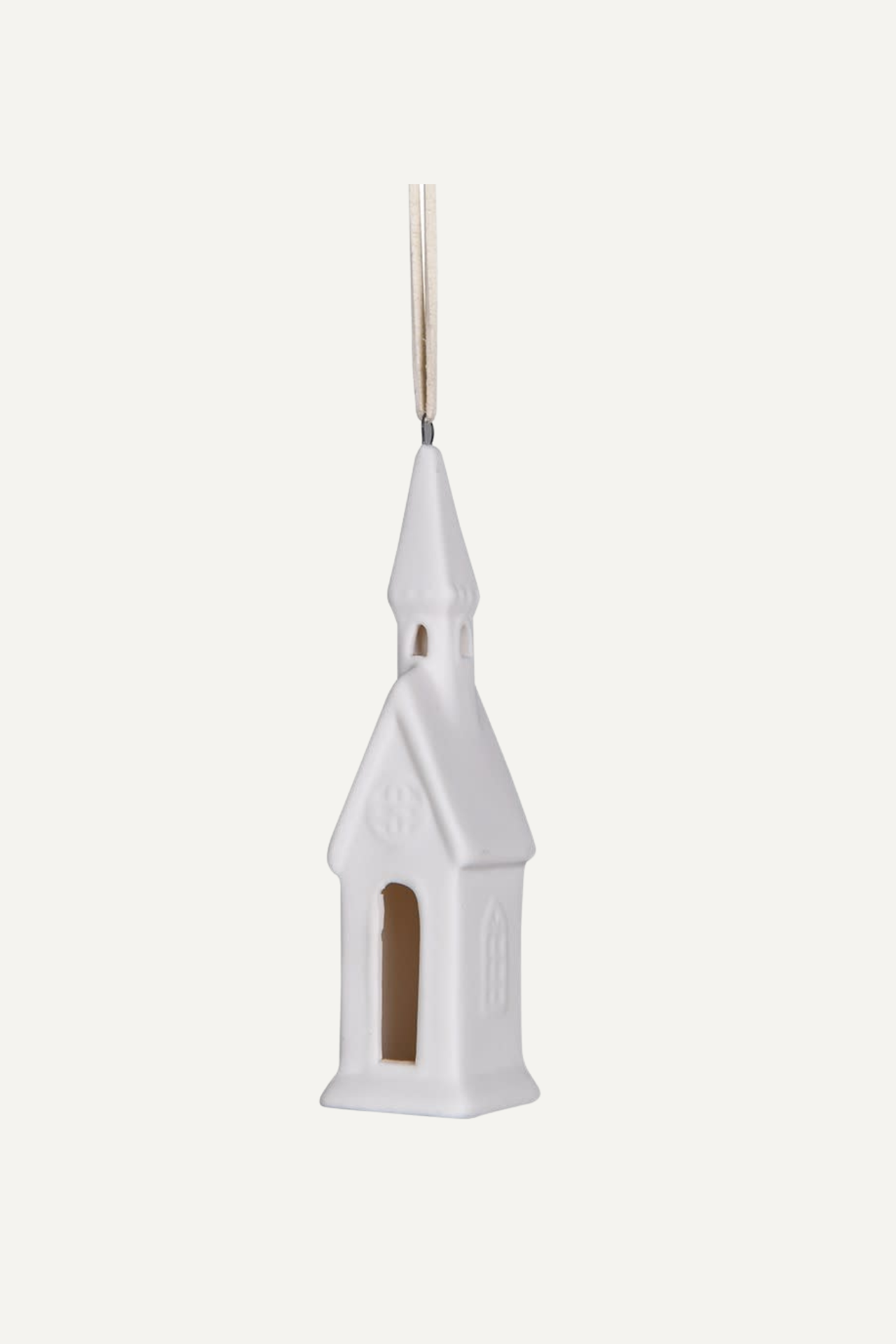 White Porcelain Church Tree Hanger Bauble