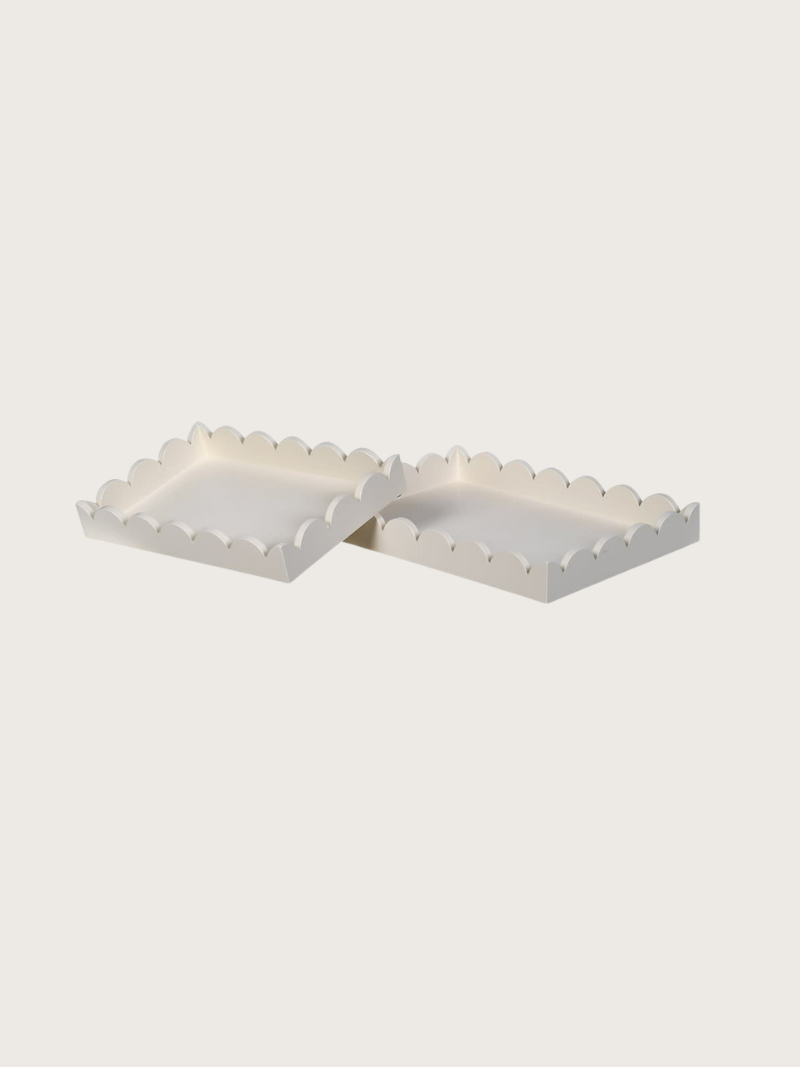 White Rectangular Tray with Scallop Edges
