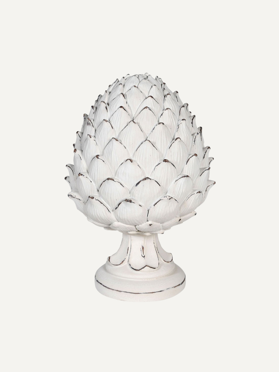 White Rustic Artichoke Decorative Ornament for timeless home styling