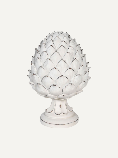 White Rustic Artichoke Decorative Ornament for timeless home styling