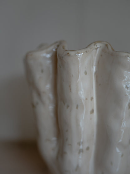 White Stoneware Wavy Planter