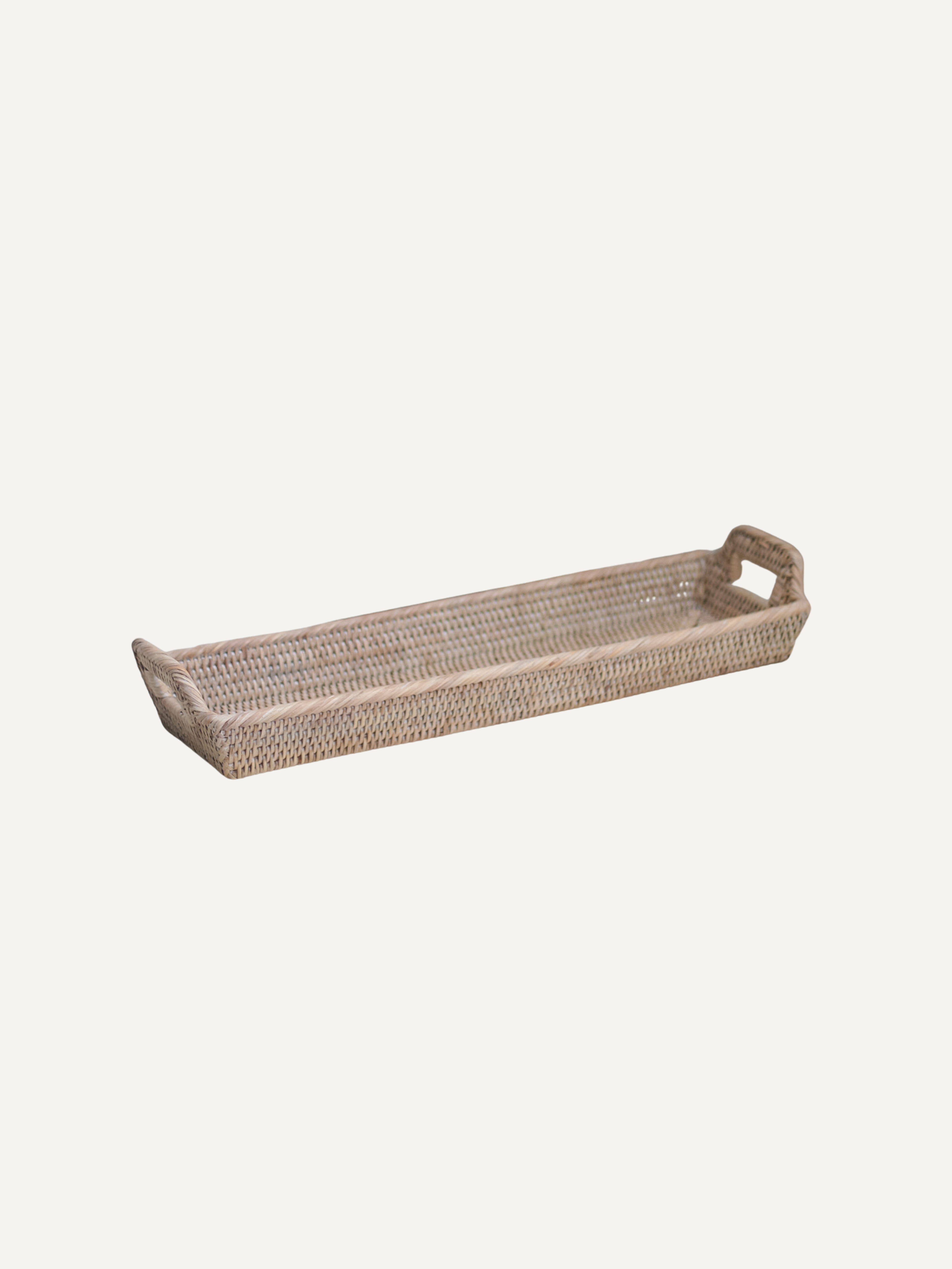 White Washed Natural Rattan Narrow Tray
