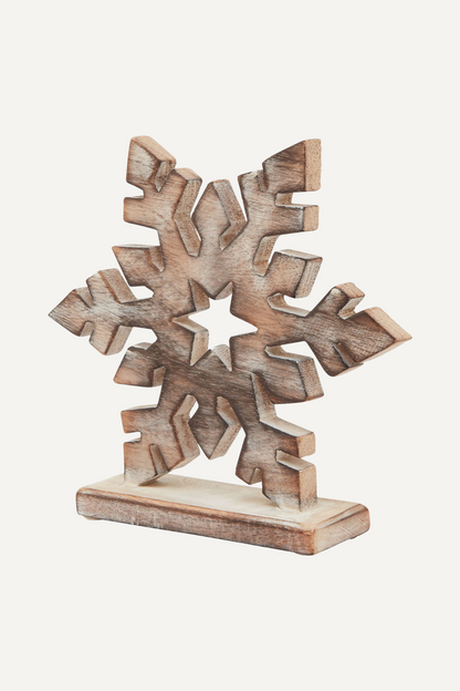 White Washed Wooden Snowflake Decoration