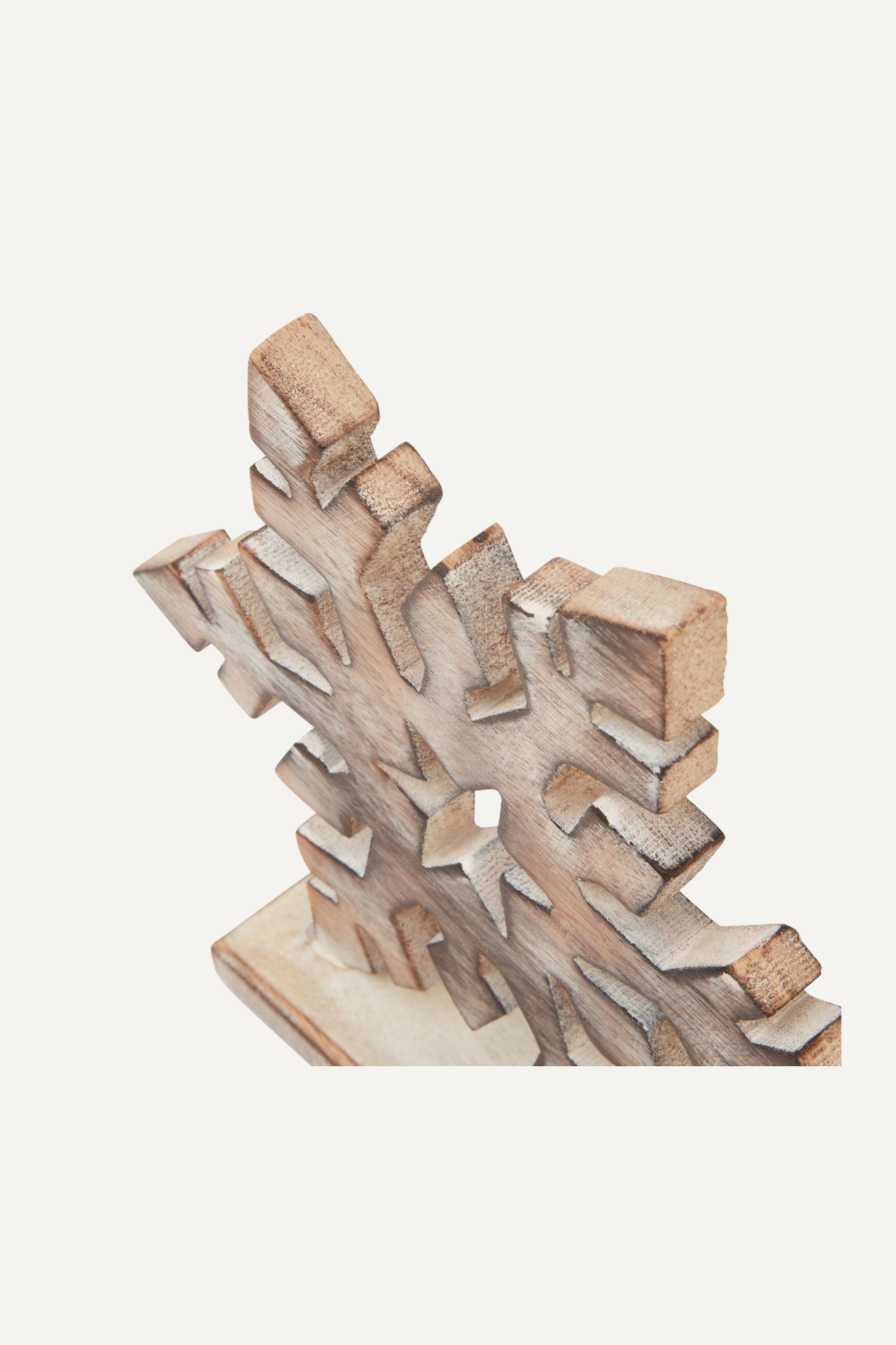 Overview of wooden snowflake decoration