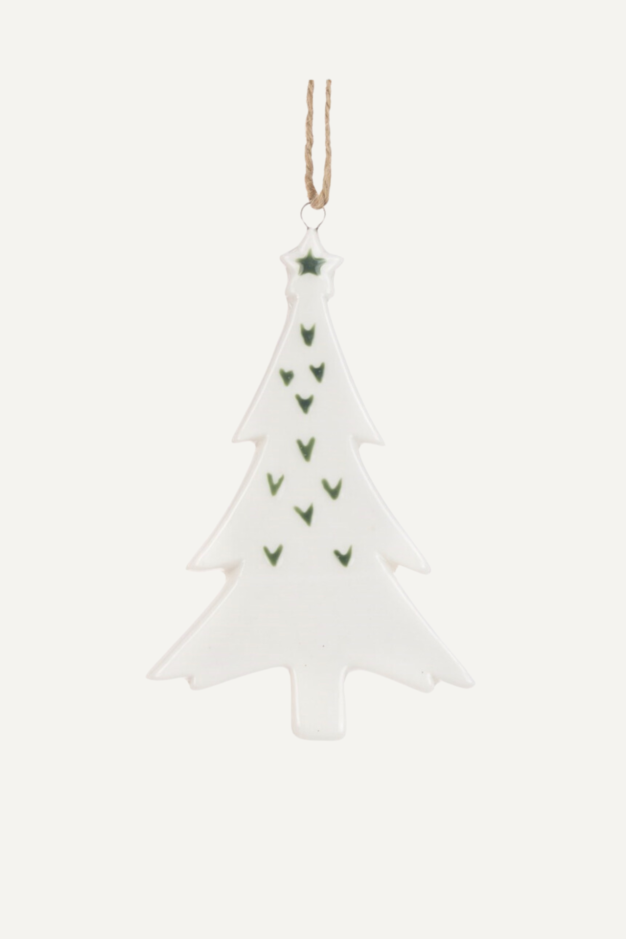 White and Sage Ceramic Christmas Tree Decoration