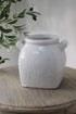 Whitlow Rustic Crackle Glazed White Pot with Handles for beautiful home decor