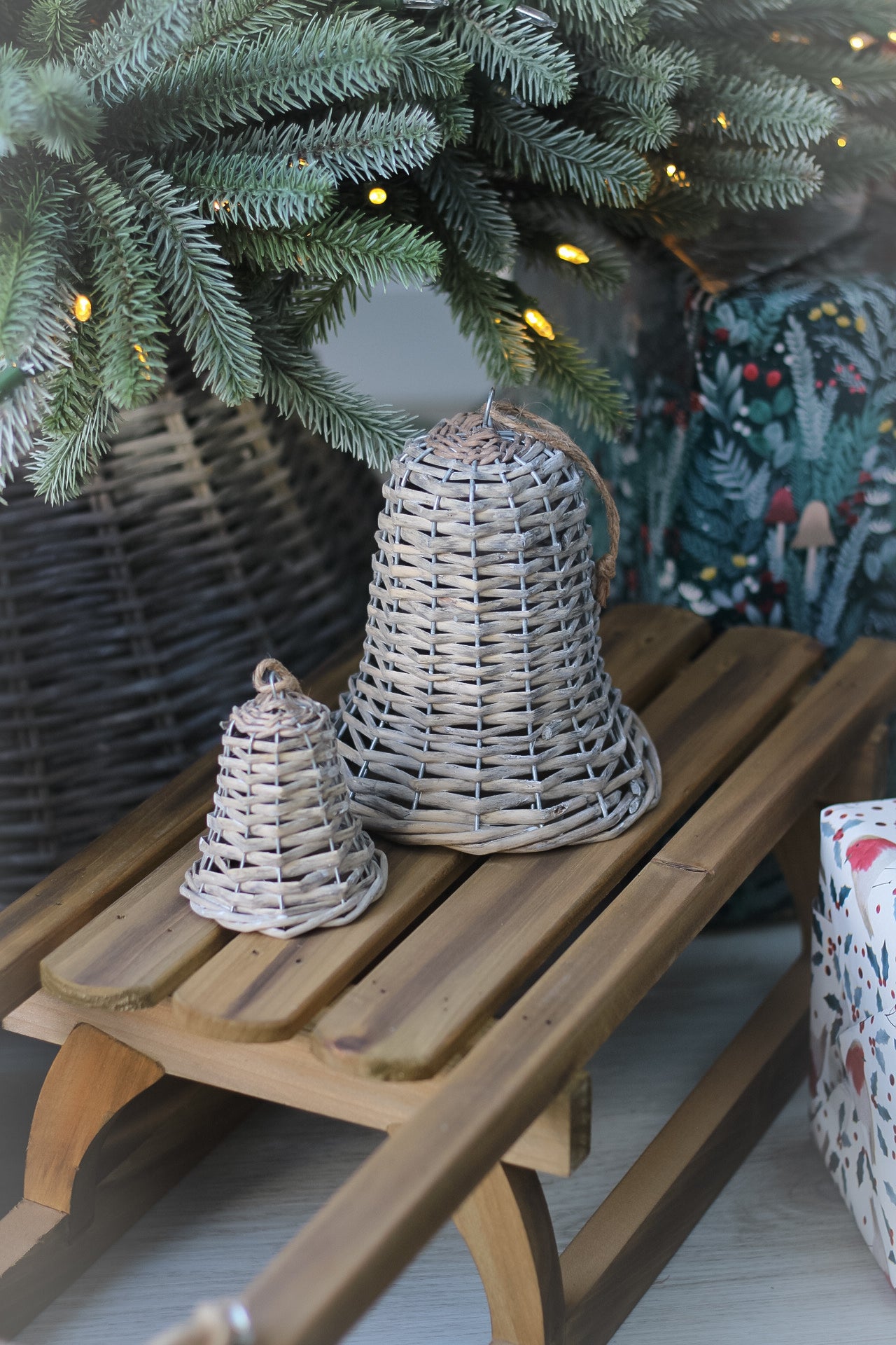Wicker Bell Decoration - Ivy Grey Interiors