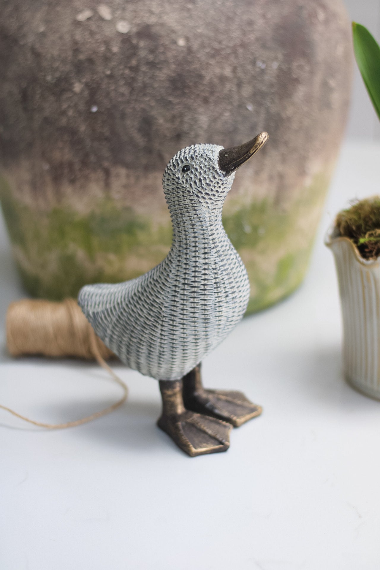 Wicker Style Resin Duck 002