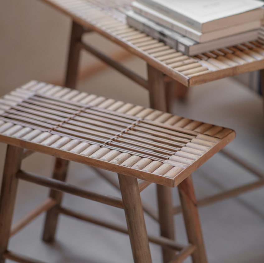 Woven Cane Wooden Stool
