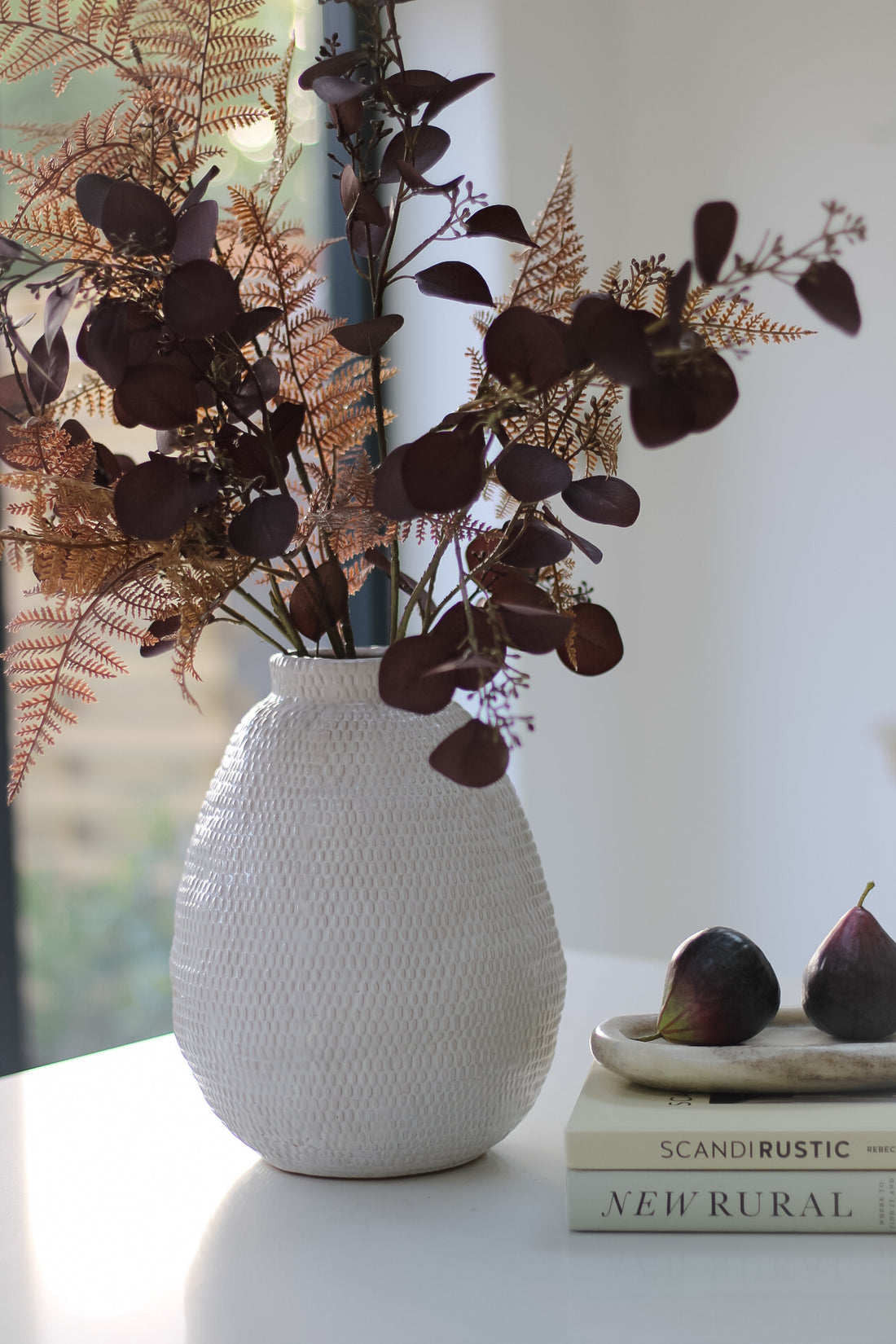 Woven Effect Grey Ceramic Vase