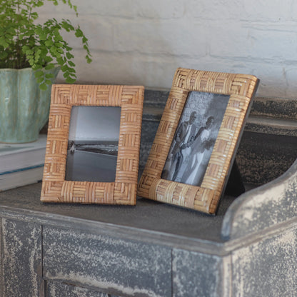 Woven Rattan Photo Frame