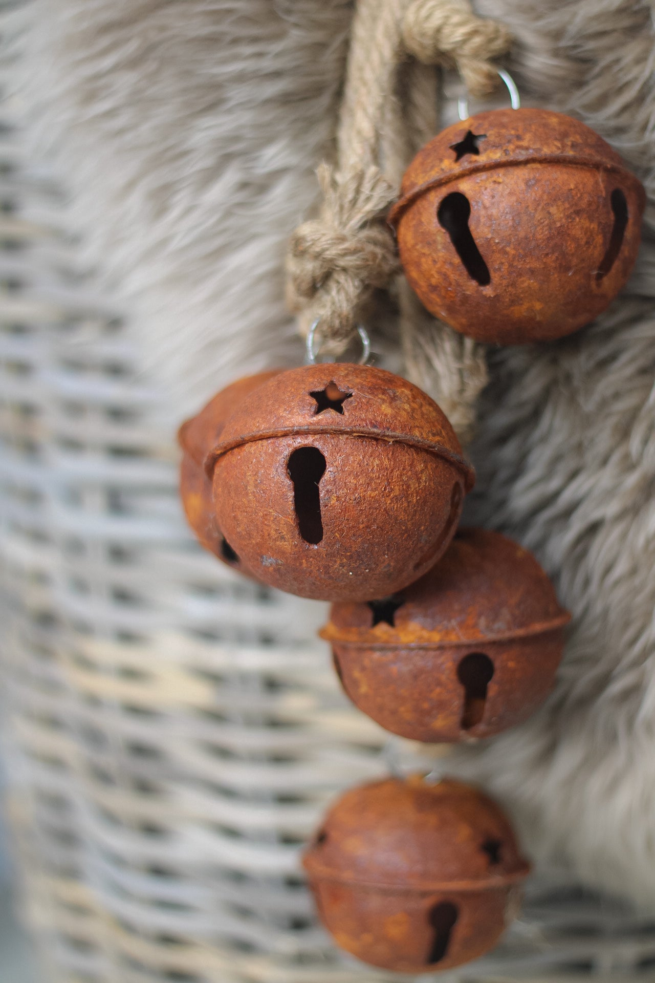 aged hanging bells for christmas decor