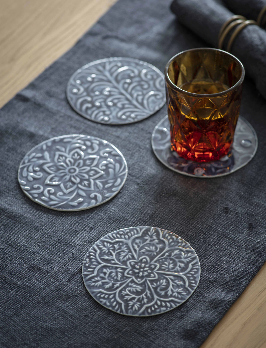 Kaleidoscope Blue Round Coasters | Set of 4