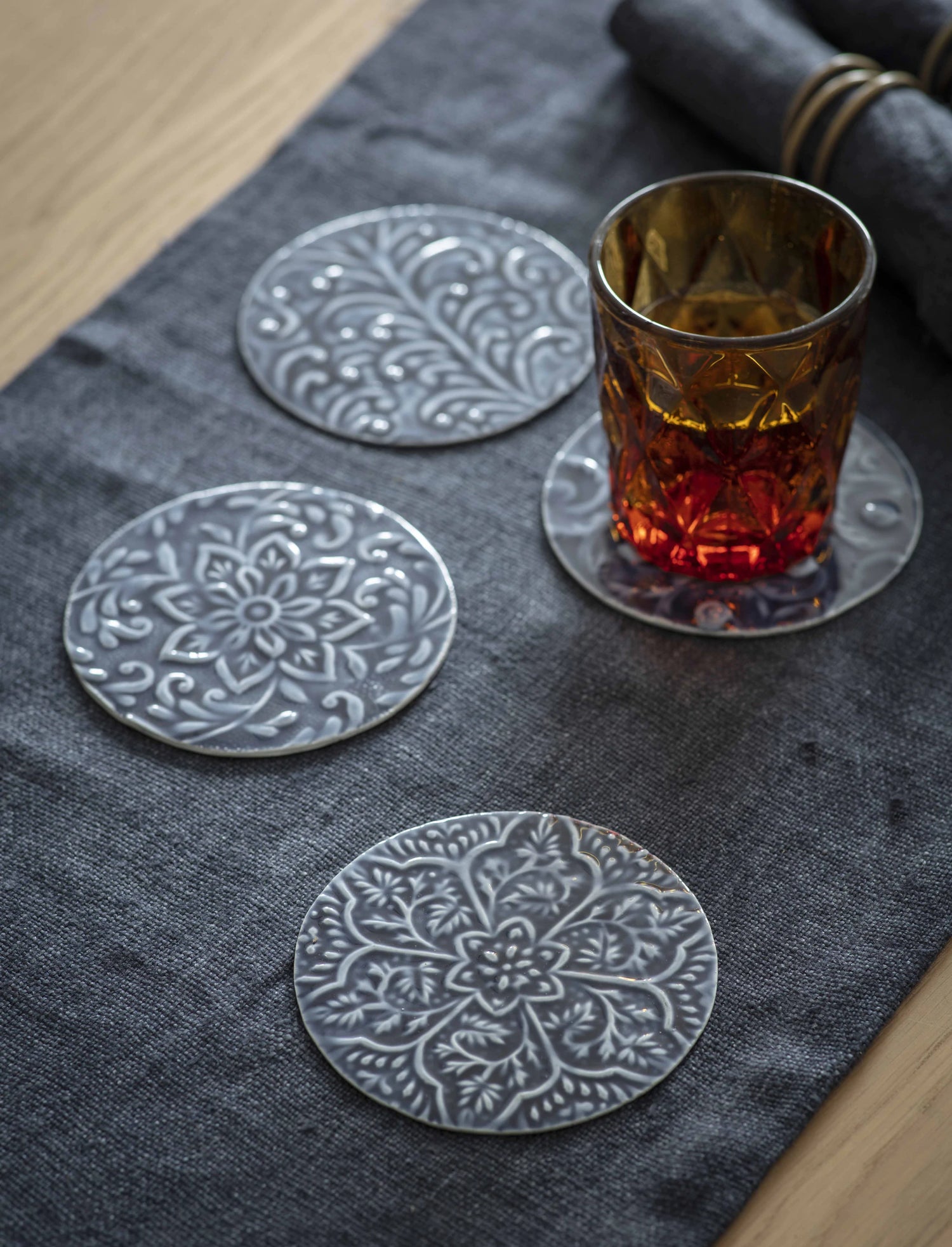 Kaleidoscope Blue Round Coasters | Set of 4