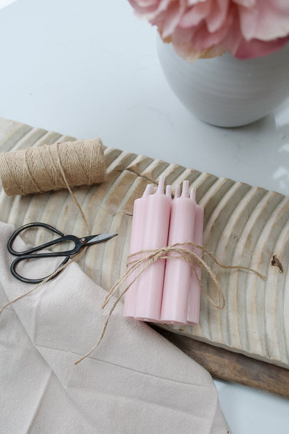 candyfloss pink short dinner candles