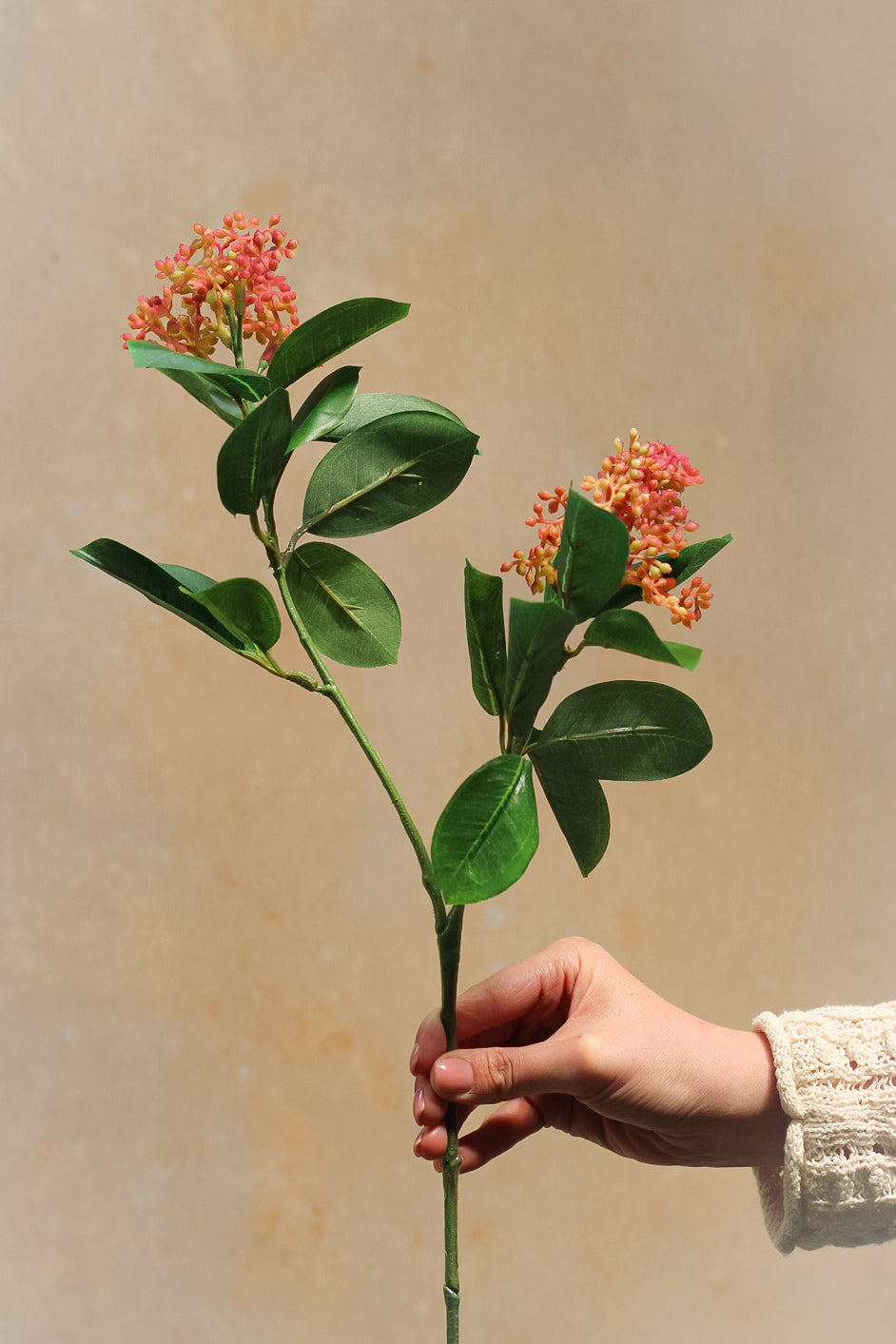 faux pink skimmia stem