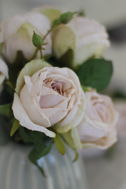 up close of blush nude artificial rose stem