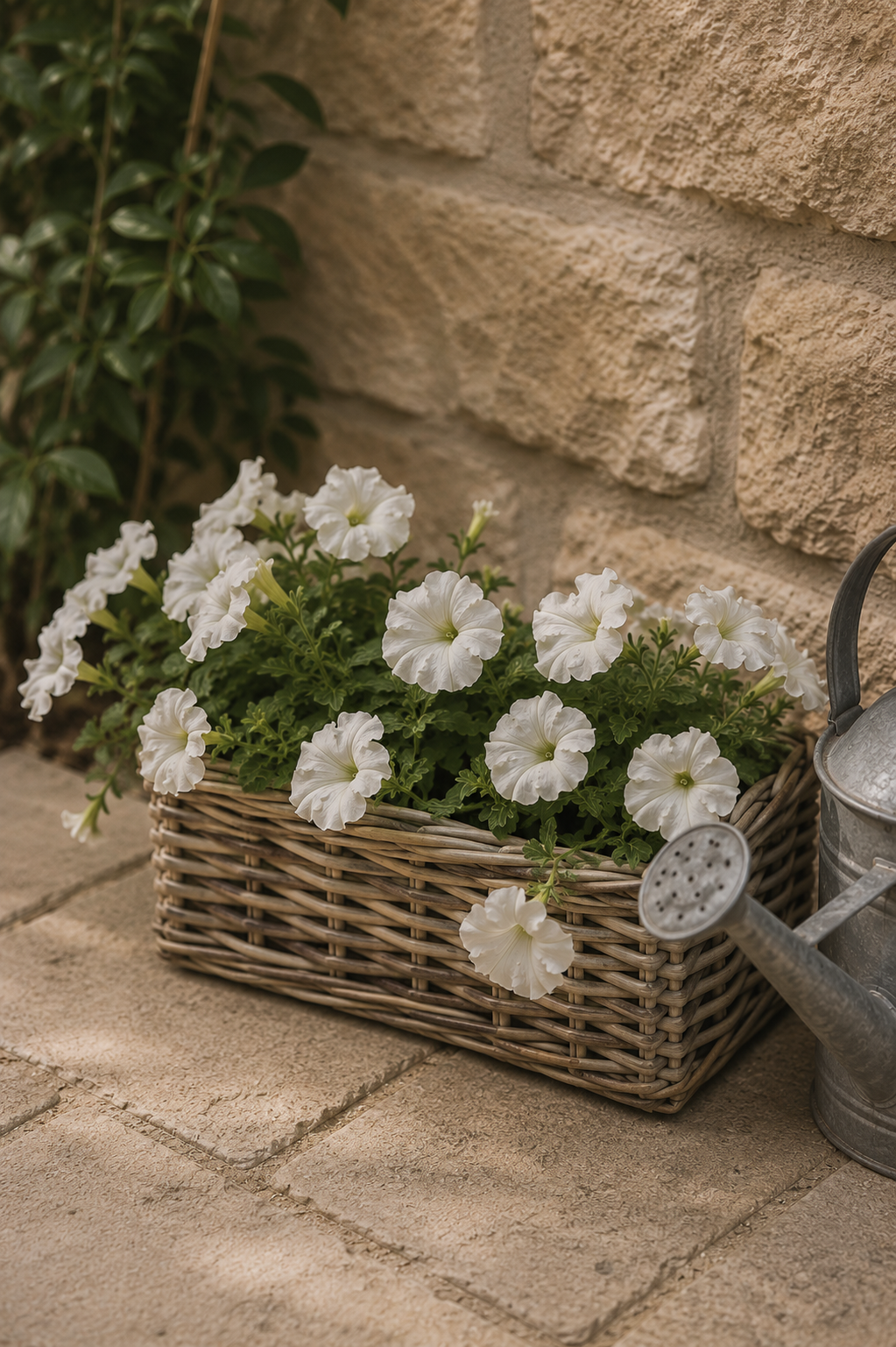 grey rattan plant pots Grey Buff Rectangular Rattan Planter 40cm