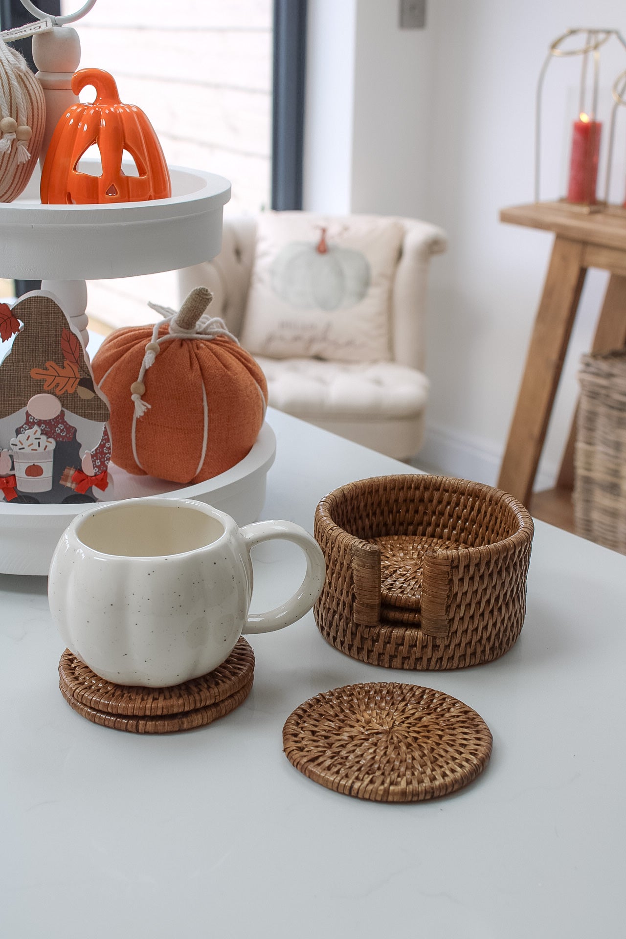 Autumn Honey Rattan Coasters - Set of 6