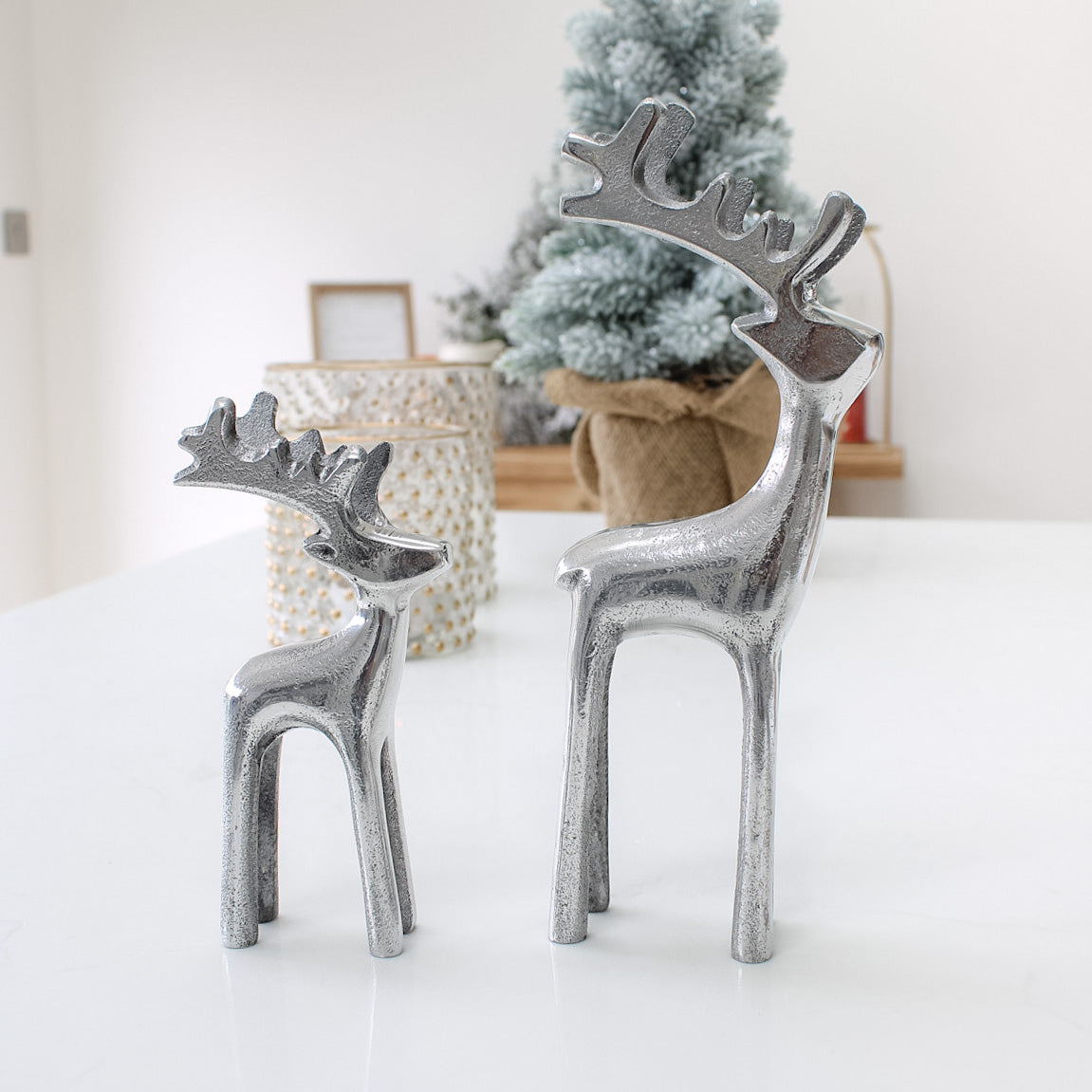 Silver Standing Reindeer | Set of 2