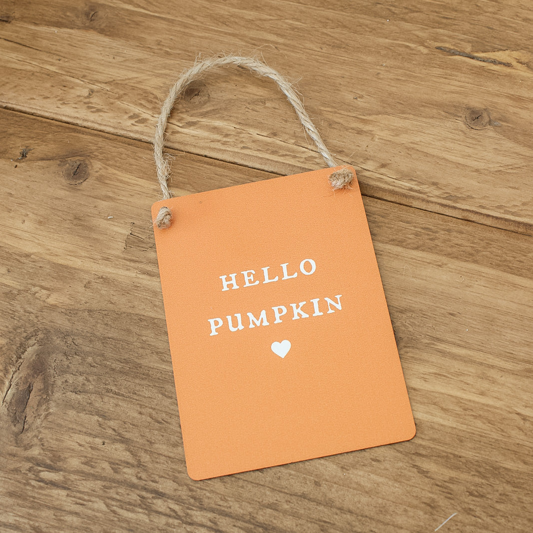Hello Pumpkin Mini Metal Sign