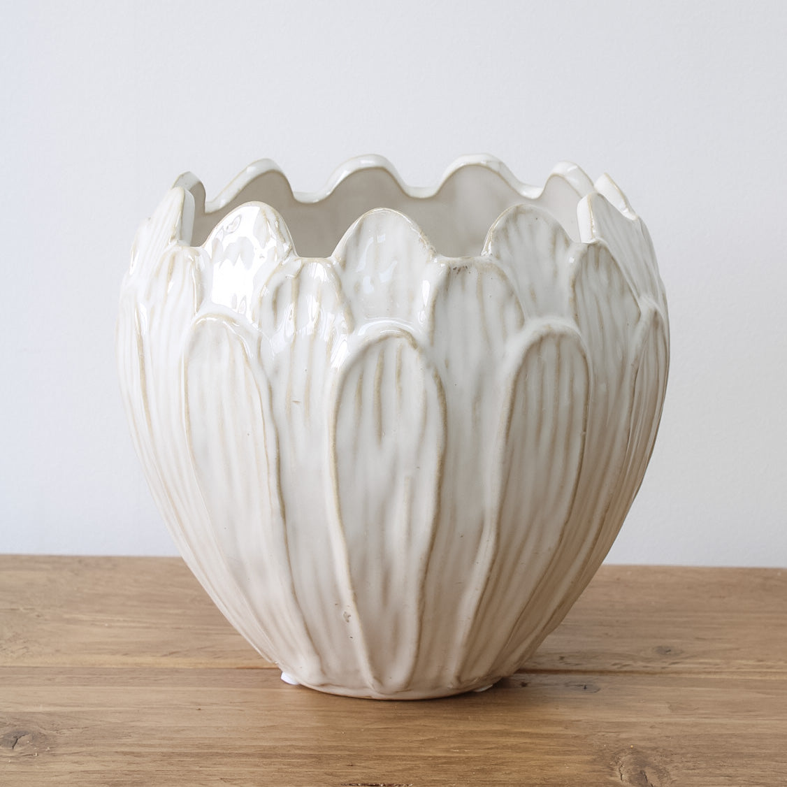 Lila Creamy White Etched Stoneware Vase
