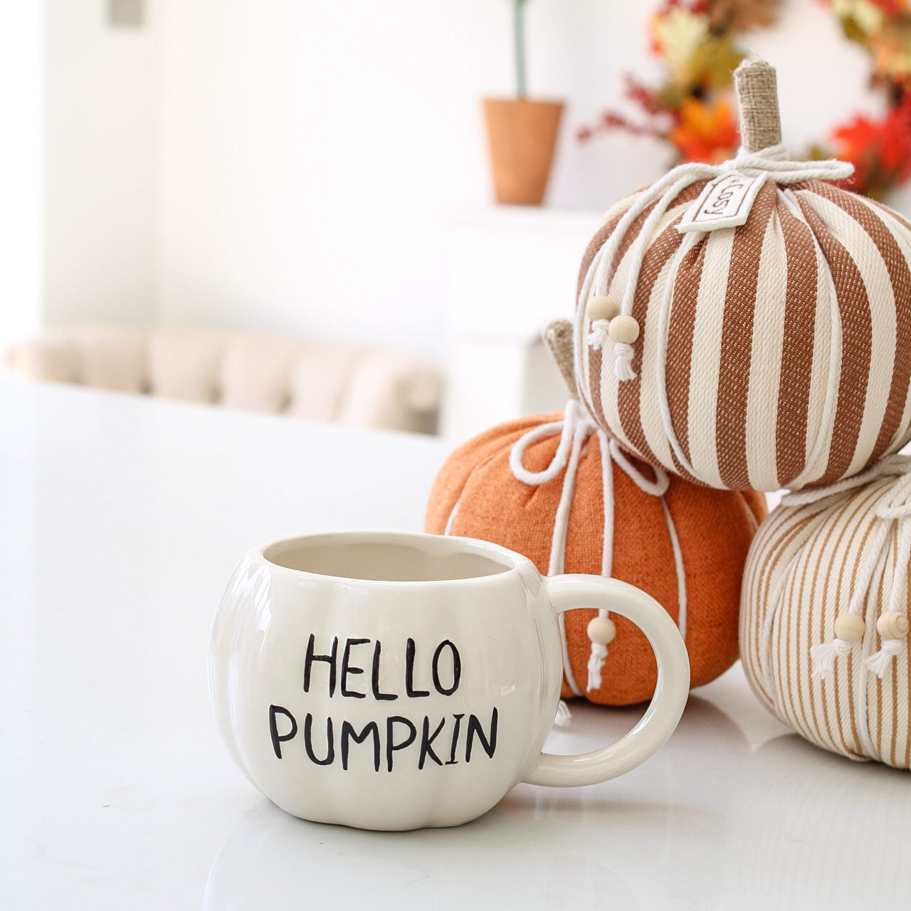 White HELLO PUMPKIN - Pumpkin Shaped Mug