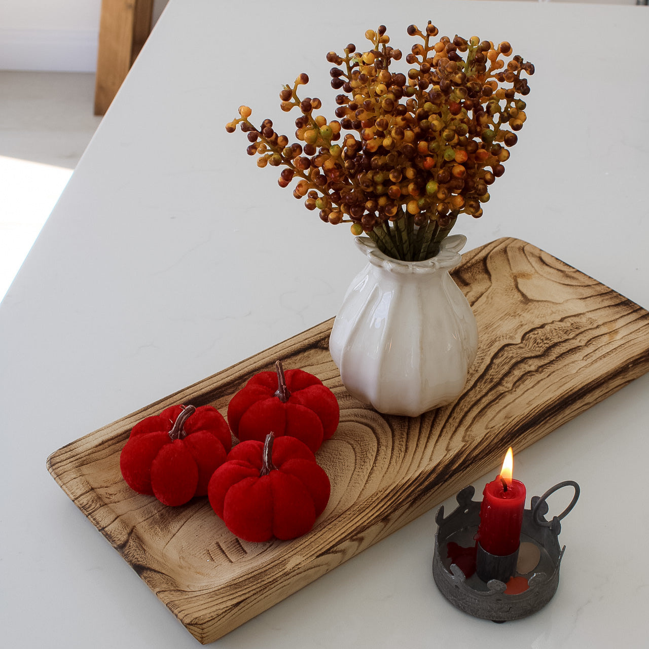 Scarlet Velvet Mini Pumpkins | Set of 3