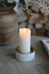 marble inspired candle holder with gold inner perfect for coffee table styling with a pillar candle