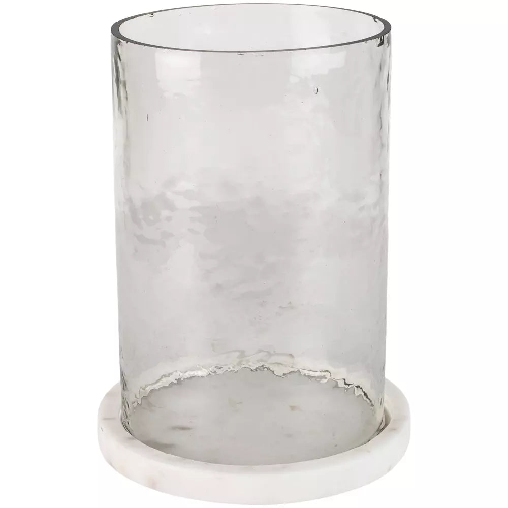 vintage glass candle holder with white marble base