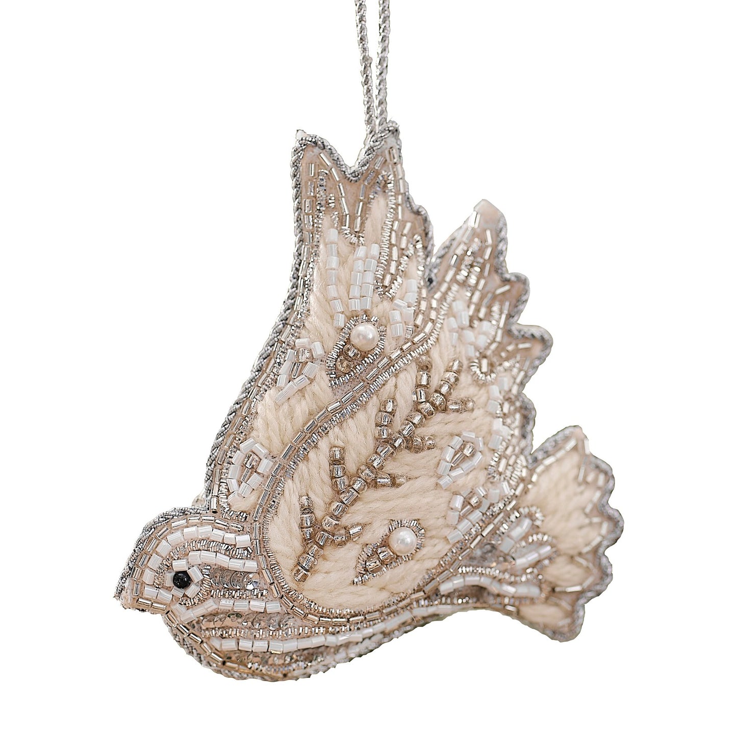 Turtle Dove Embroidered Tree Decoration