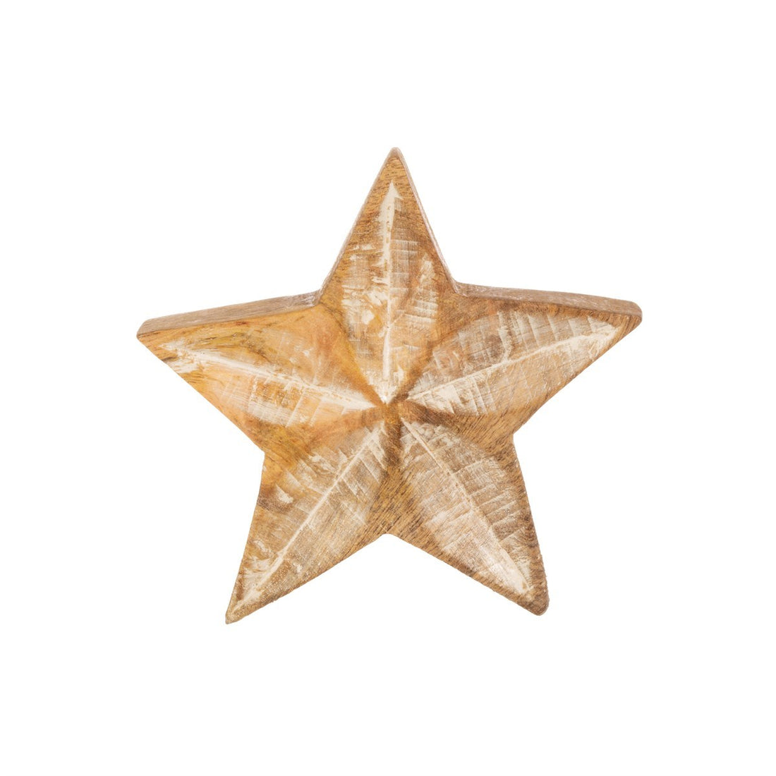Rustic wooden star with etched line details 