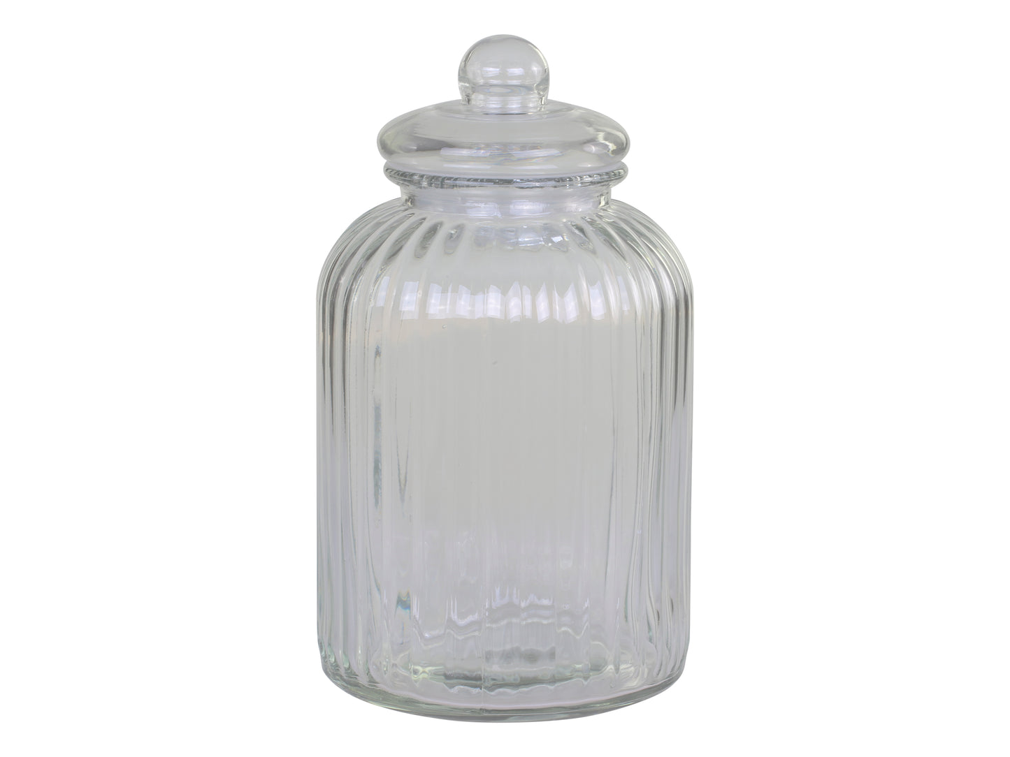 Grooved Glass Storage Jar