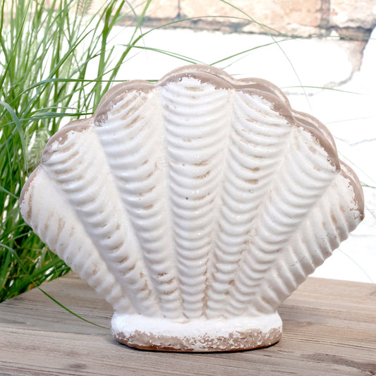 Antique Cream Shell Vase