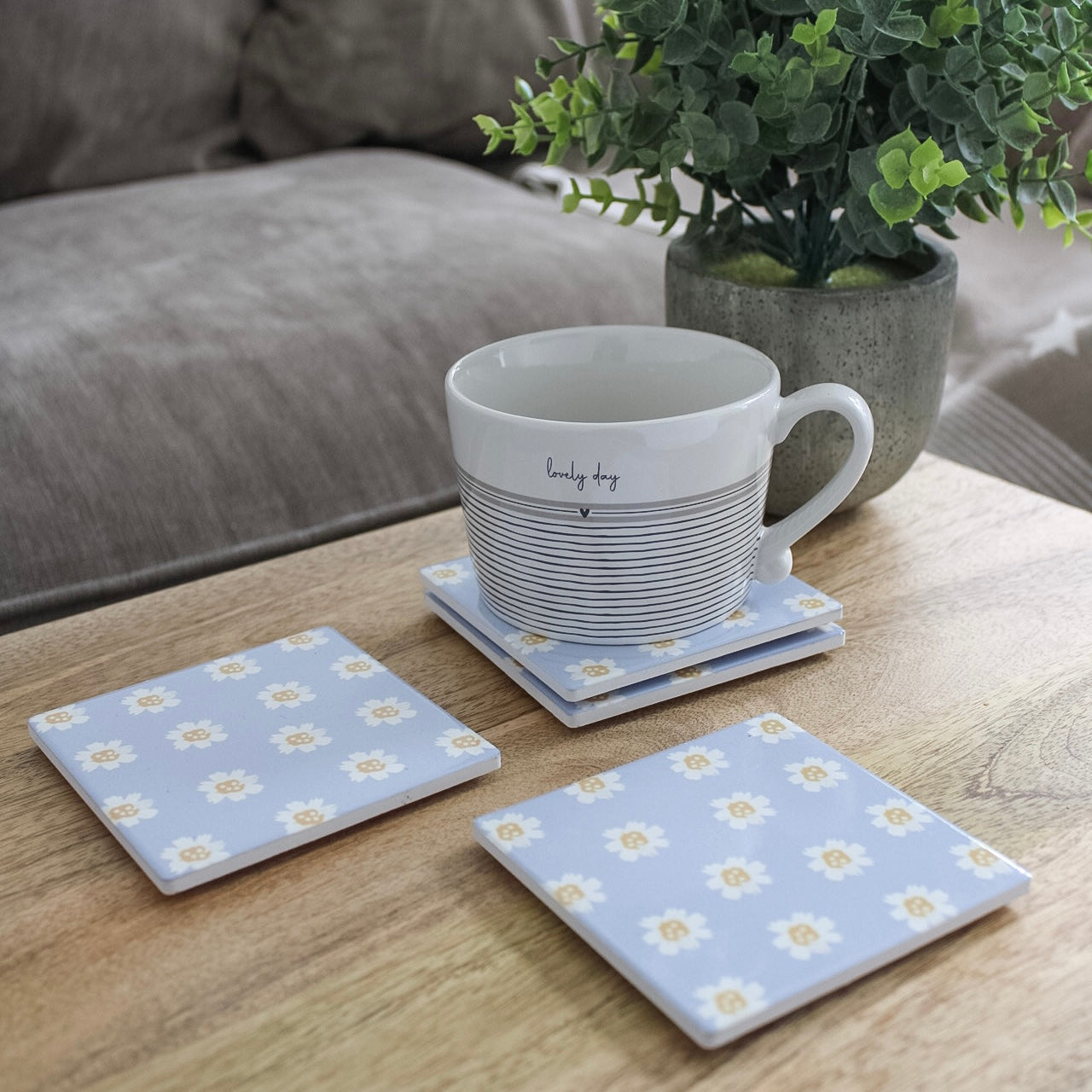 Blue Daisy Ceramic Coasters