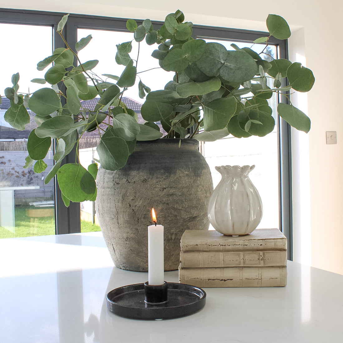 Onyx Stoneware Dinner Candle Holder