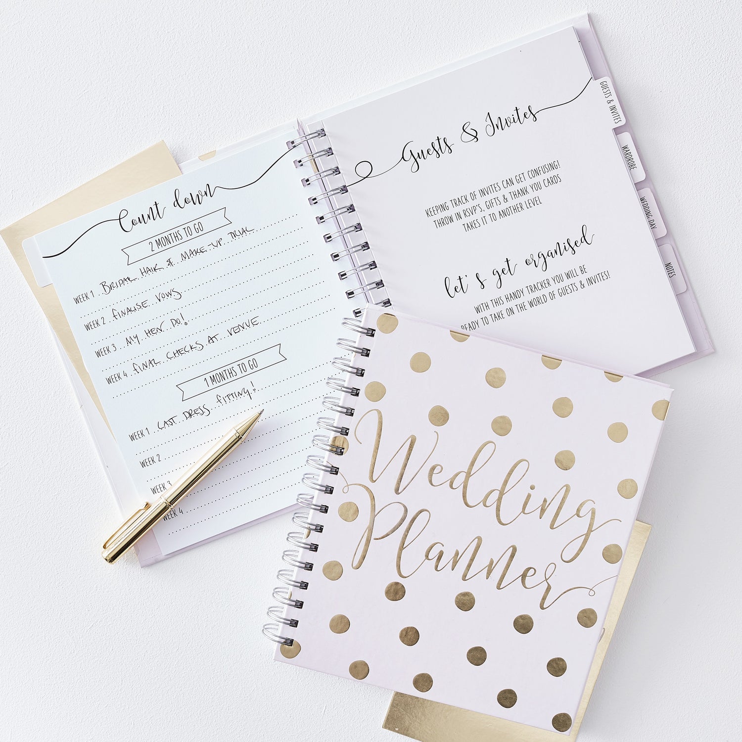 Pink &amp; Gold Dotty Wedding Planner