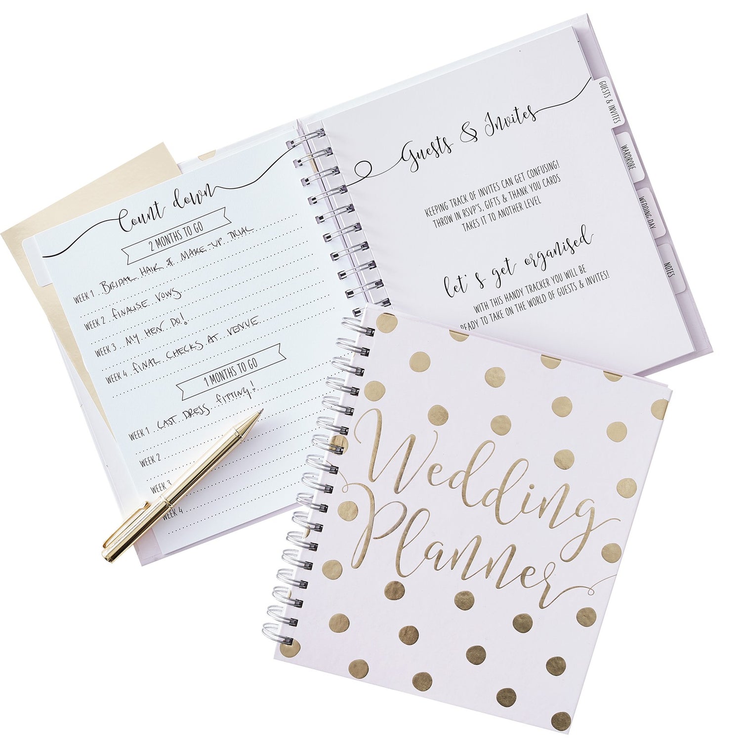 Pink &amp; Gold Dotty Wedding Planner