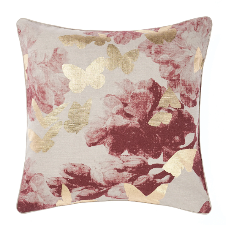 Butterfly &amp; Pale Rose Cushion