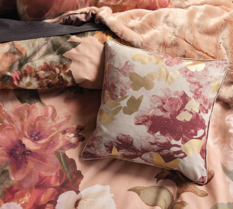 Butterfly & Pale Rose Cushion