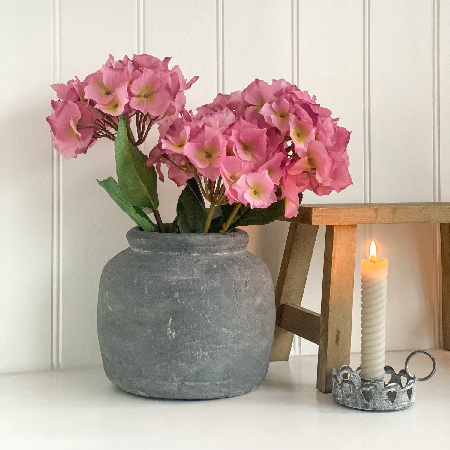 Short Black Cement Vase